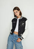M Logo Patchli Siyah Bomber Ceket 1110636-900