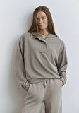 Sporty Lux Yarı Fermuarlı Gri TENCEL TM Modal Sweatshirt 1S10280-70352