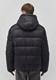 Kapüşonlu Boxy Fit Siyah Şişme Mont 0110581-900