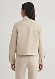 Tanya Gold Premium Taşlı Krem  Jean Ceket 1110477-88596