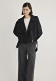 Siyah Crop Trençkot 1110655-900