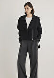 Siyah Crop Trençkot 1110655-900