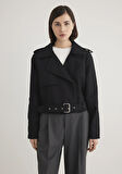 Siyah Crop Trençkot 1110655-900