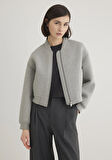 Gri Crop Bomber Ceket 1110359-88467