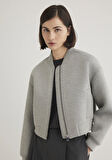Gri Crop Bomber Ceket 1110359-88467