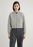 Gri Crop Bomber Ceket 1110359-88467
