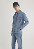 Drake Classic Denim Puslu Indigo Mavi Jean Ceket 010143-89136