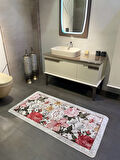 Tekli Çiçek Desenli Beauty Lateks Taban Banyo Paspas (EBAT 50X100)
