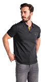 Erkek Merserize Plaket Şeritli Polo Yaka Pike T-Shirt