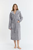 Triga Kapüşonlu Kadın Bornozu %100 Pamuk