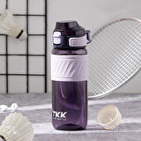 Tkk T1025 Çift Kullanım Pipetli/Rahat İçim Mor Tritan Matara 600ml