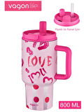Vagonlife Pipetli Çelik Matara 800 ml Pembe