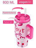 Vagonlife Pipetli Çelik Matara 800 ml Pembe