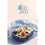 Vagonlife Bento 750ml Lunchbox Sevimli Dostlar Tek Katlı 3 Bölmeli Paslanmaz Çelik Sefer Tası Yemek Kutusu (Pembe Unicorn