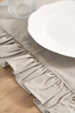 Ruffle Bej Fırfırlı %100 Pamuklu Ham Keten Runner 50x130 cm