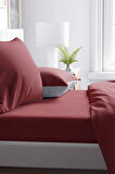 Bordo Tek Kişilik Lastikli Çarşaf + 2 Adet Yastık Kılıfı 100x200