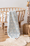 Fluffy Bebek Battaniyesi 70x100 Cm Yeşil Papatya Desen