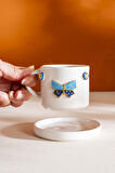 Kelebek Amore El Yapımı Seramik Double Kahve Fincanı Mug Kupa