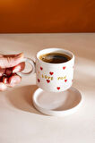 I Love You Amore El Yapımı Seramik Double Kahve Fincanı Mug Kupa