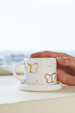 Gold Kelebek Amore El Yapımı Seramik Double Kahve Fincanı Mug Kupa