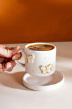 Gold Kelebek Amore El Yapımı Seramik Double Kahve Fincanı Mug Kupa