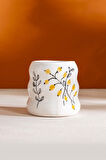 Sarı Çiçekler Amore El Yapımı Seramik Double Kahve Bardağı Mug Kupa