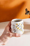 Sarı Çiçekler Amore El Yapımı Seramik Double Kahve Bardağı Mug Kupa