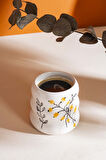 Sarı Çiçekler Amore El Yapımı Seramik Double Kahve Bardağı Mug Kupa