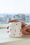 Minimal Çiçekler Amore El Yapımı Seramik Double Kahve Bardağı Mug Kupa