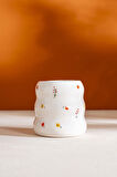 Minimal Çiçekler Amore El Yapımı Seramik Double Kahve Bardağı Mug Kupa