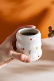 Minimal Çiçekler Amore El Yapımı Seramik Double Kahve Bardağı Mug Kupa