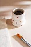 Minimal Çiçekler Amore El Yapımı Seramik Double Kahve Bardağı Mug Kupa