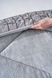 Gri Kareli Loura Tek Kişilik Çift Taraflı Lüx Wellsoft Yorgan Seti 155x215 cm