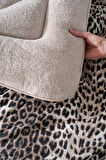 Bej Leopar Loura Tek Kişilik Çift Taraflı Lüx Wellsoft Yorgan Seti 155x215 cm
