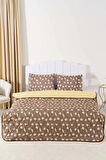 Kahve Papatyalı Kapitone Çift Kişilik Pamuklu Pike & Çok Amaçlı Yatak Örtüsü