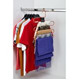Rose 10'lu Dolap İçi 5 Katlı Pantolon Elbise, Şal, Eşarp, Askısı, Çoklu Gardrop Askılığı-Metal Paslanmaz