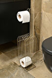Silver Yedekli Oval Köşeli Dik Wc Tuvalet Kağıtlık /Düzenleyici / Dispenser / Metal /Paslanmaz/Askı