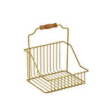 Gold Ahşap Kulplu Retro Sepet, Şık Çok Amaçlı Düzenleyici Organizer