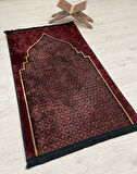 Seccade Saçaklı (lateks Taban) 75x125 Ebat - Bordo