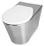 NORMO Paslanmaz Çelik Engelli Klozeti P Çıkışlı-Taharet Çubuklu 370x700x460mm