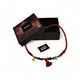 Büyülü Yansıma Doğal Taş ve Boncuk Kadın Kolye Kırmızı