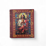 İsa Mesih Kutsal Kalp Dekoratif Saklama Kutusu - Vitray Sanat Tasarımlı Dini Hediye Kutusu