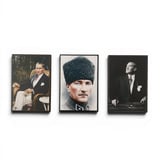 Hediyelik Atatürk Ahşap Magnet Seti 3 Adet - No:4 Kaliteli İşçilik Özel Baskı