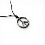 Krom Kaplama Barış Sembolü Figürlü Unisex Kolye - Yağlı Koton Kordonlu Ayarlanabilir Peace İşaretli Minimalist Tılsım Kolye