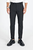 Erkek Siyah Kaliteli Esnek Likralı Bilek Boy Rahat Kesim Slim Fit Kumaş Pantolon