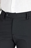 Erkek Siyah Kaliteli Esnek Likralı Bilek Boy Rahat Kesim Slim Fit Kumaş Pantolon
