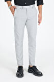 Erkek Gri Kaliteli Esnek Likralı Bilek Boy Rahat Kesim Slim Fit Kumaş Pantolon