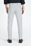 Erkek Gri Kaliteli Esnek Likralı Bilek Boy Rahat Kesim Slim Fit Kumaş Pantolon