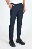 Erkek Koyu Lacivert Kaliteli Esnek Likralı Bilek Boy Rahat Kesim Slim Fit Kumaş Pantolon