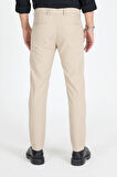 Erkek Krem Kaliteli Esnek Likralı Bilek Boy Rahat Kesim Slim Fit Kumaş Pantolon